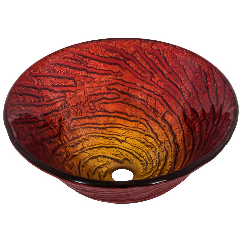 Novatto Misto Glass Vessel Sink In Artisan Painted Red