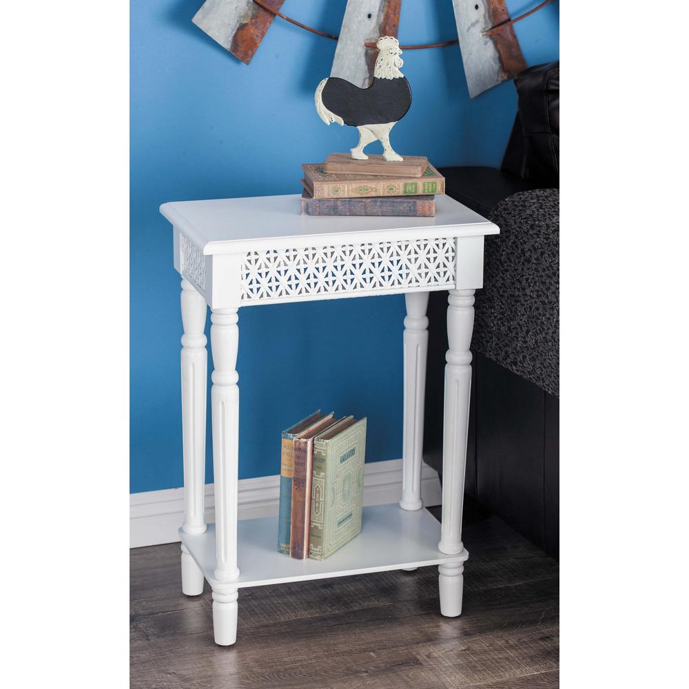 Litton Lane Vintage White Side Table With Decorative Panels 60174