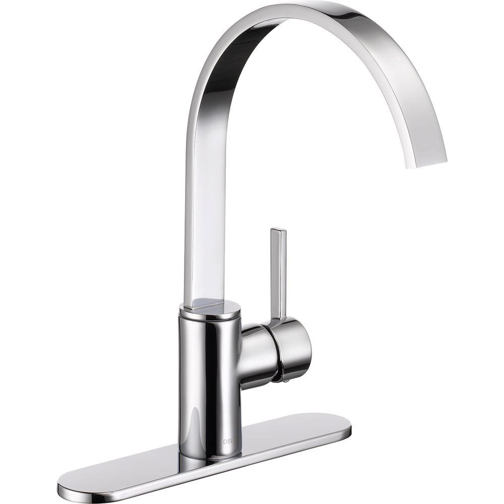 Delta Mandolin Single Handle Standard Kitchen Faucet In Chrome 26602lf The Home Depot
