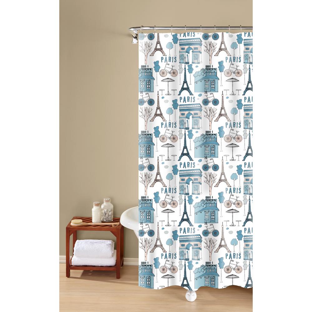 Inspired Surroundings Paris Shower Curtain Sc10936blue The Home
