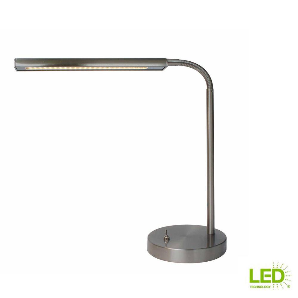 Details About Hampton Bay 14 7 In Indoor Led Table Lamp Gooseneck Adjule Neck Satin Steel