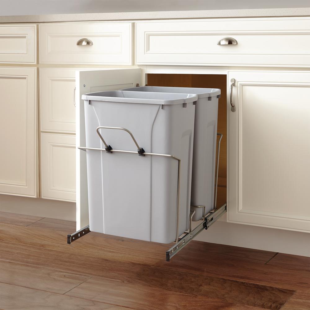 Home Decorators Collection 18 13 16 In H X 14 3 8 In W X 22 In D 28 75 Qt In Cabinet Double Bottom Mount Pull Out Trash Can Hdr Psw15 2 35p The Home Depot