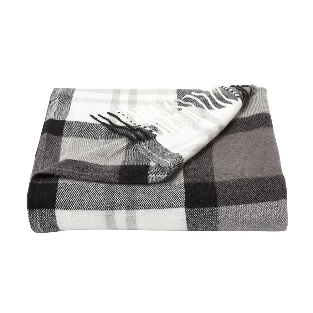 Oversized Faux Cashmere Phantom Plaid Acrylic Trailway Throw Blanket
