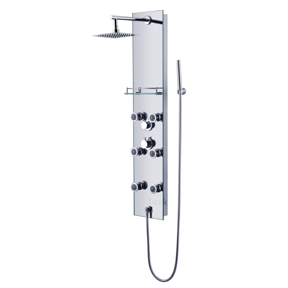 LUXIER 51 in. 6Jet Full Body Shower System Panel with Adjustable Rainfall Shower Head and Hand