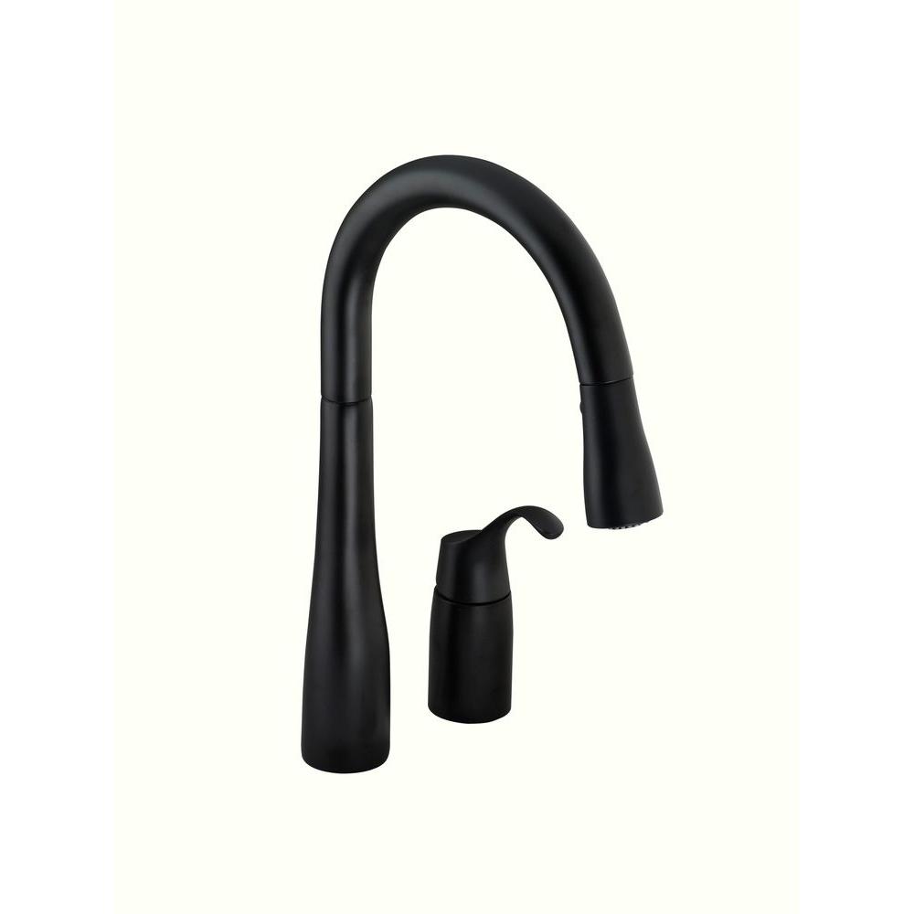 KOHLER Simplice Single-Handle Pull-Down Sprayer Kitchen Faucet in Matte Black