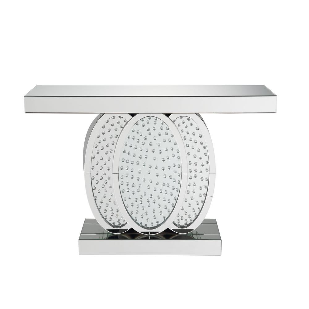 Acme Furniture Nysa Mirrored And Faux Crystals Console Table 90320 Nysa Mirrored And Faux Crystals Console Table By Acme Furniture