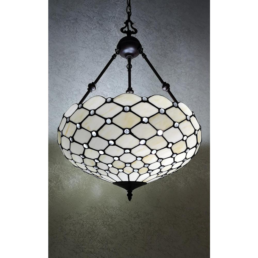 Amora Lighting 3 Light Tiffany Style Jeweled Hanging Pendant