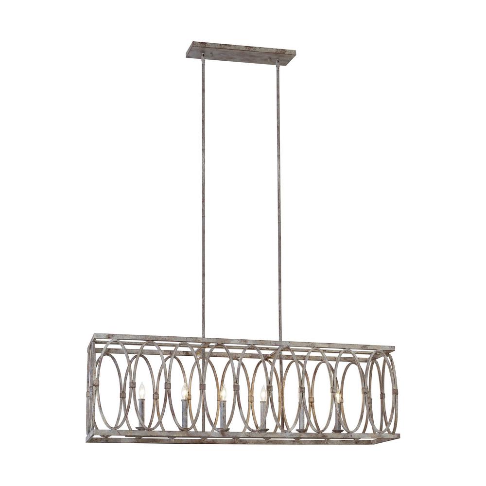 Feiss Patrice 6 Light Deep Abyss Linear Chandelier With Open Oval Patrice 6 Light Deep Abyss Linear Chandelier With Open Oval Cage Shade
