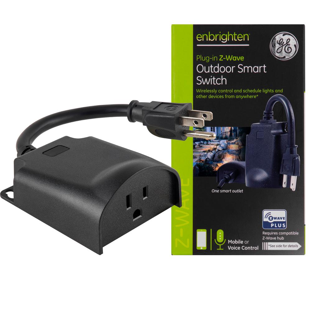 GE Enbrighten Z-Wave Plus Plug-In Outdoor Switch in Black-14298 - The ...