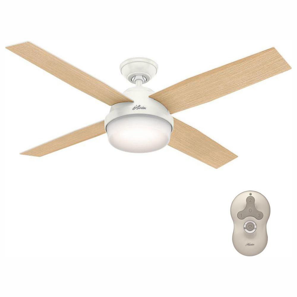 Hunter Dempsey 52 In Led Indoor Fresh White Ceiling Fan With Light Kit And Universal Remote