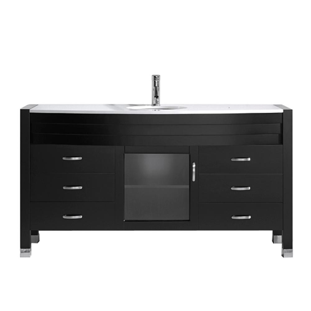 Virtu USA Ava 62 in. W Bath Vanity in Espresso with Stone Vanity Top in