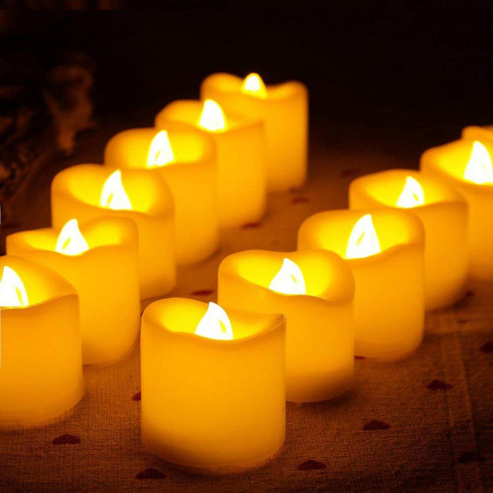 Qty 20 Battery Operated Flickering AMBER LED Tealights Tea Lights Flameless