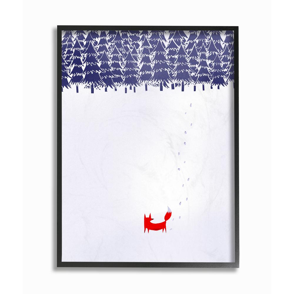 The Stupell Home Decor Collection 11 In X 14 In Minimal Red Fox In The Snow Blue Pine Forest Illustration By Robert Farkas Framed Wall Art Aap 249 Fr 11x14 The Home Depot