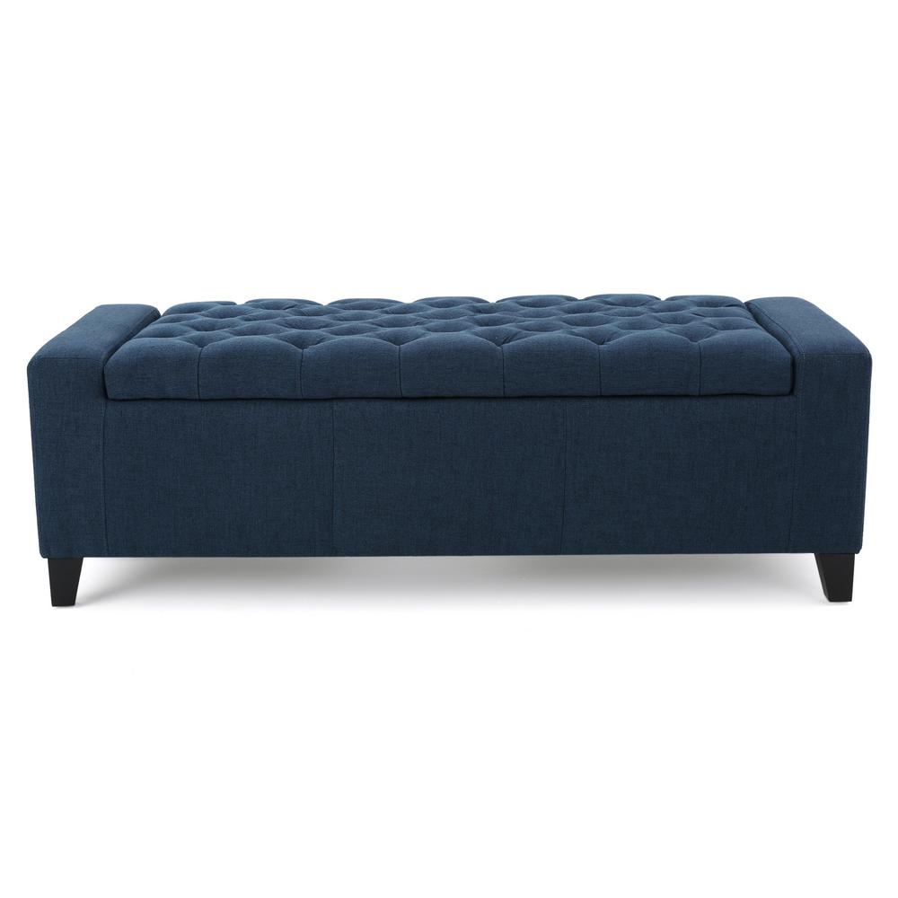 Noble House Dark Gray Tufted Fabric Armed Storage Bench 10937 - The ...