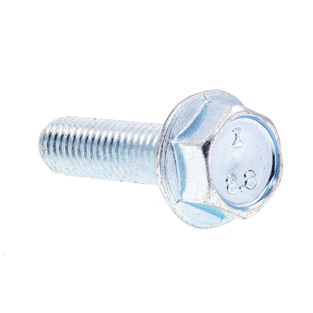 Class 8.8 Zinc Steel 50 Pc Flanged Serrated Bolt M8 x 1.25 x 40 mm Length FT