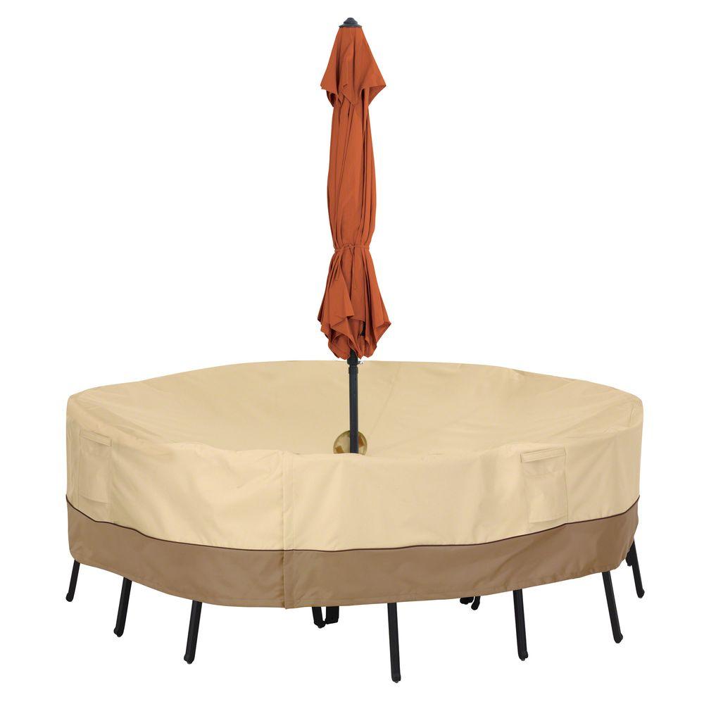Classic Accessories Veranda Small Round Patio Set Cover With Umbrella Hole