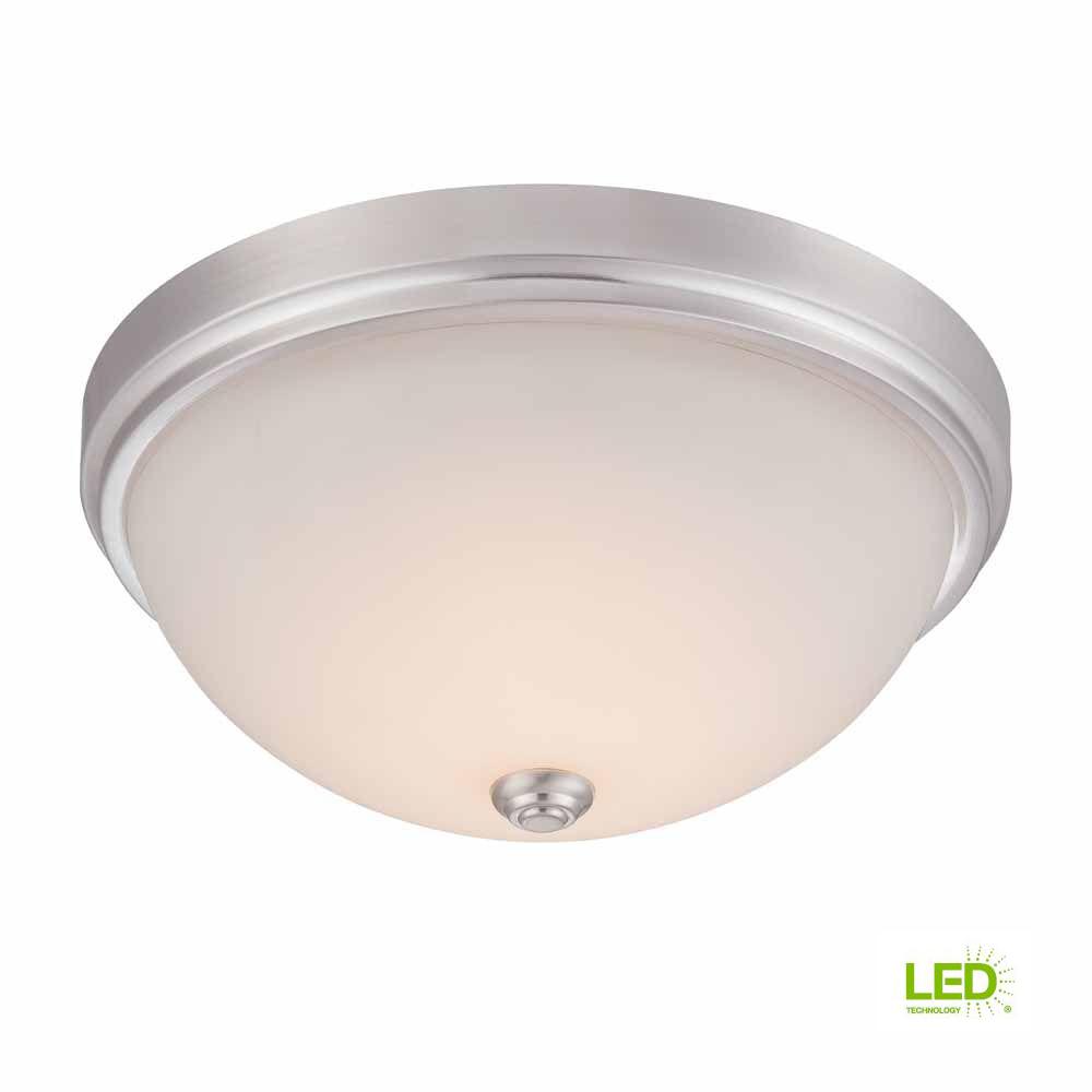 Clearance Flush Mount Lights Lighting The Home Depot Satin Nickel Led Flushmount With Frosted Glass