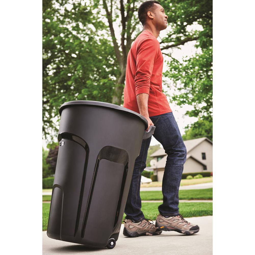 Wheeled Trash Can Bin With Lid 32 Gallon Outdoor Waste Garbage