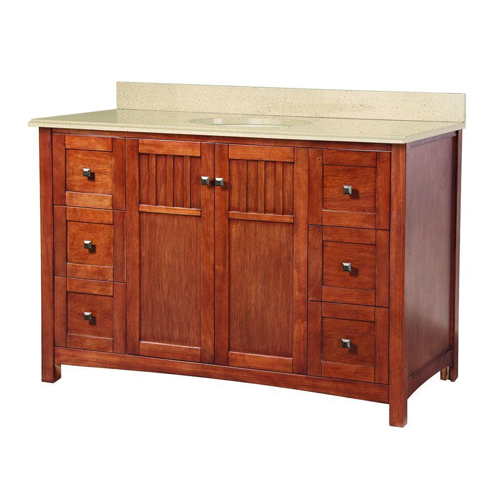 Foremost Knoxville 49 in. W x 22 in. D Vanity in Nutmeg with Colorpoint