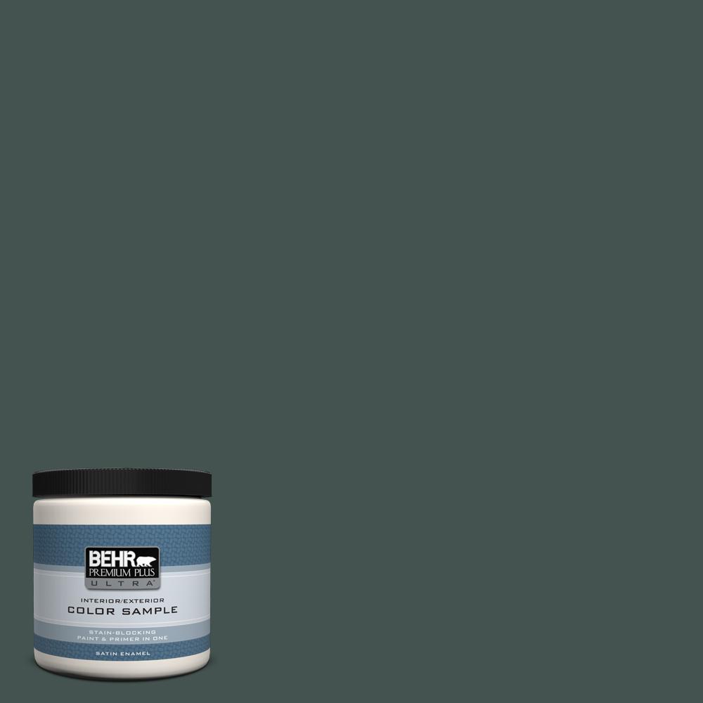BEHR Premium Plus Ultra 8 oz. MQ644 Black Evergreen Satin Enamel