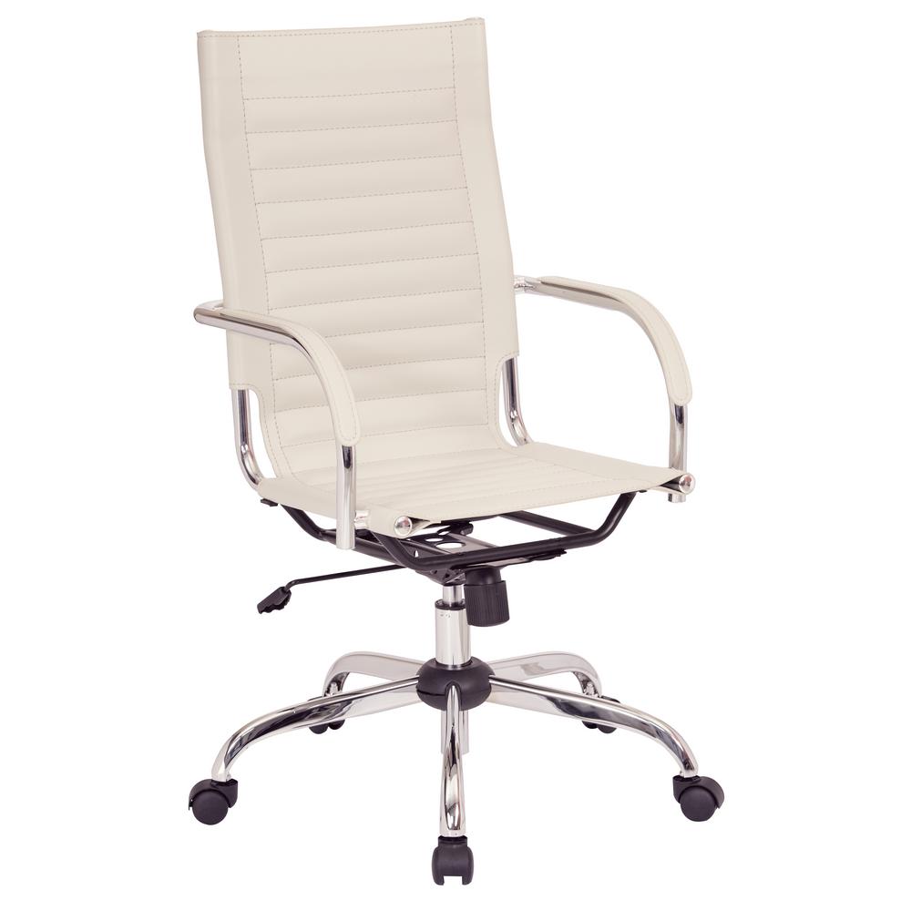 Work Smart Trinidad High Back Office Chair with Fixed Padded Arms and ...