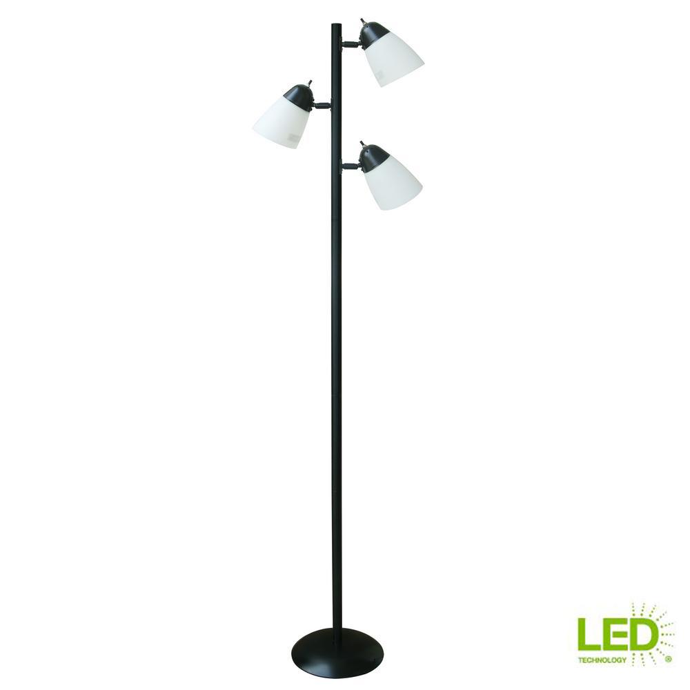 Hampton Bay Title 20 64 5 In Track Tree Floor Lamp Black With Led