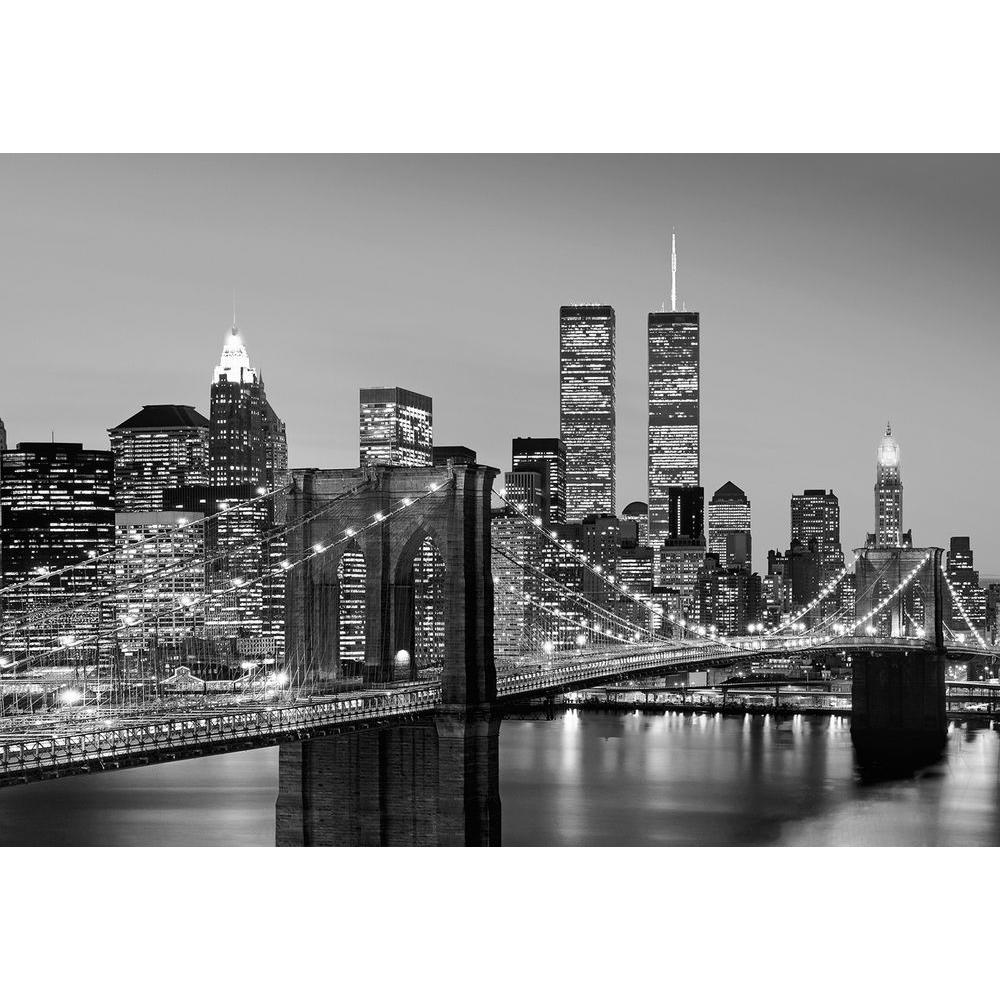 New York City Brooklyn Bridge Skyline Manhattan Night Photo Wallpaper Mural Deco