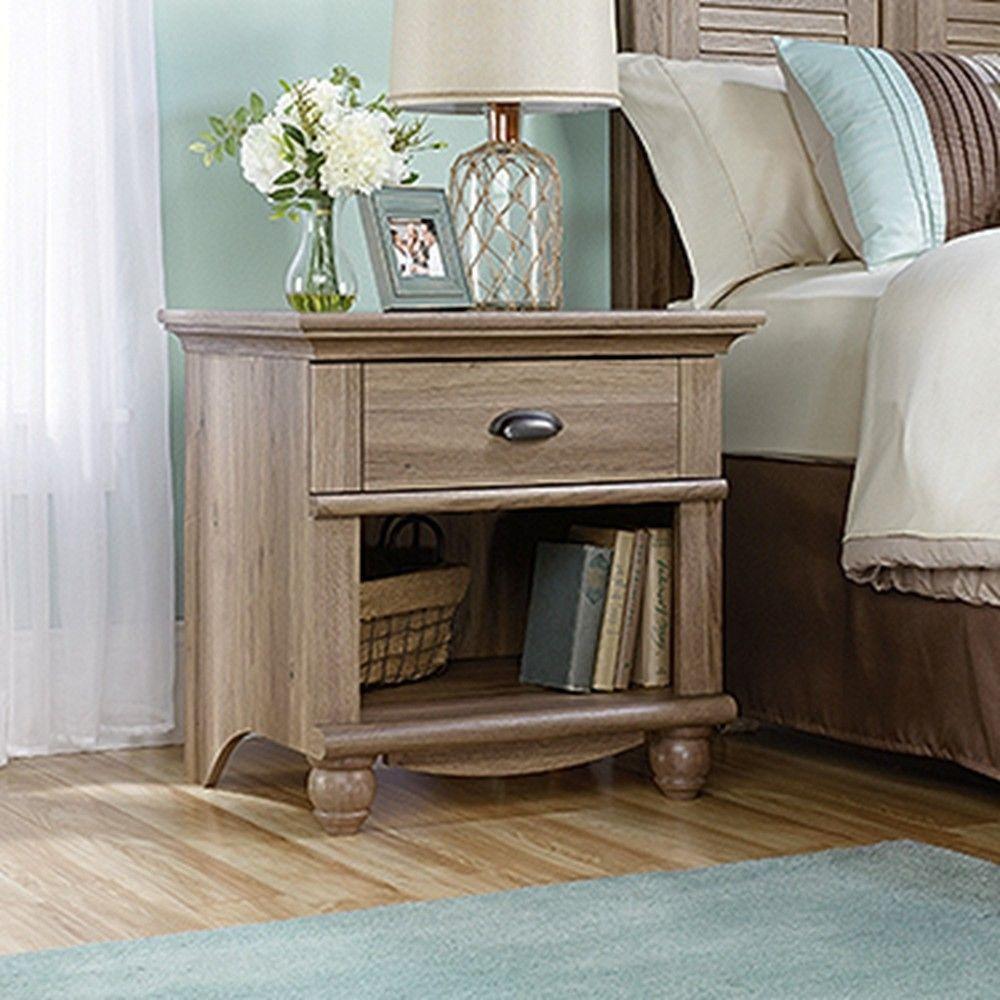 Sauder Harbor View 1 Drawer Salt Oak Nightstand 415004 The Home