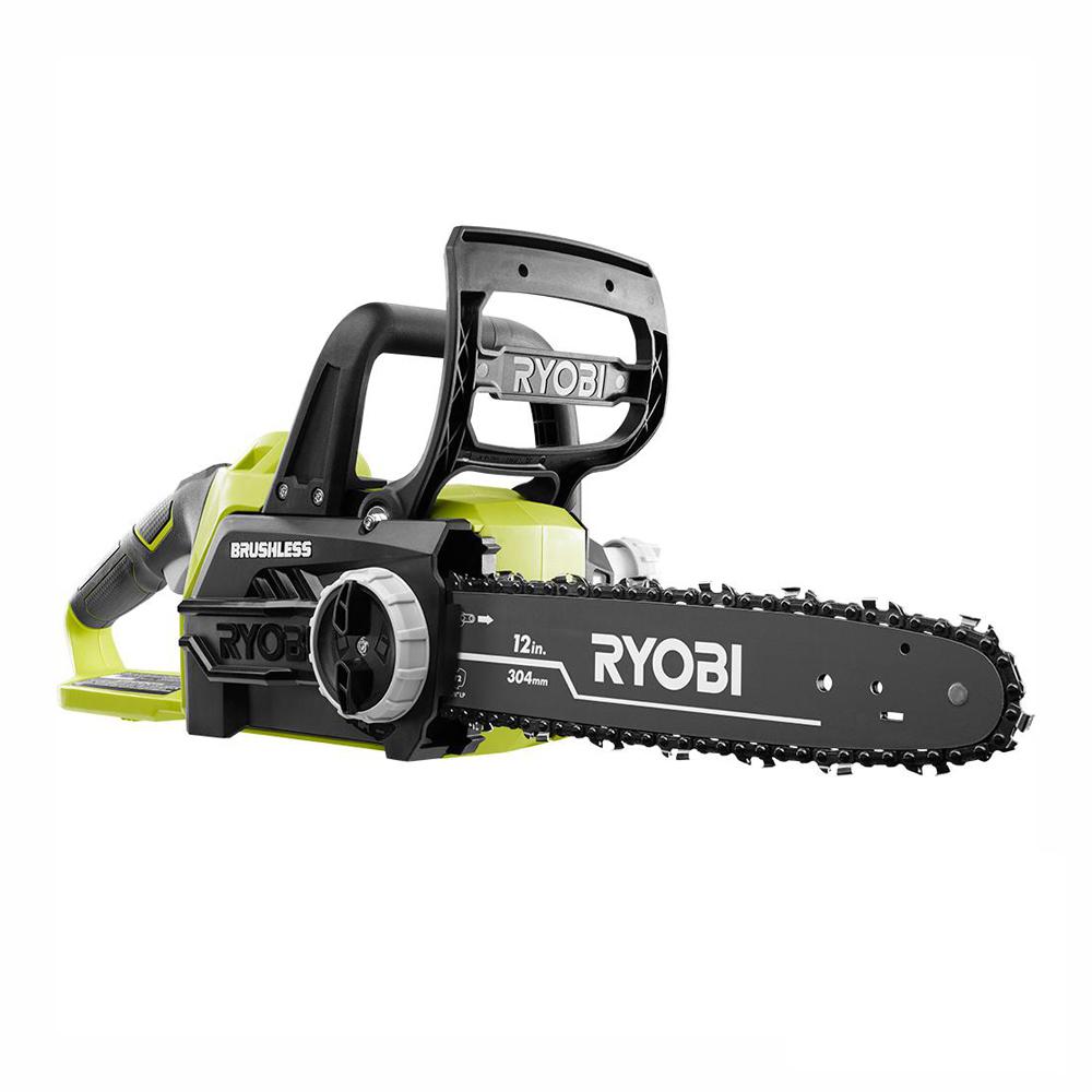 RYOBI ONE+ 12 in. 18-Volt Brushless Lithium-Ion Electric Cordless Battery Chainsaw (Tool-Only)