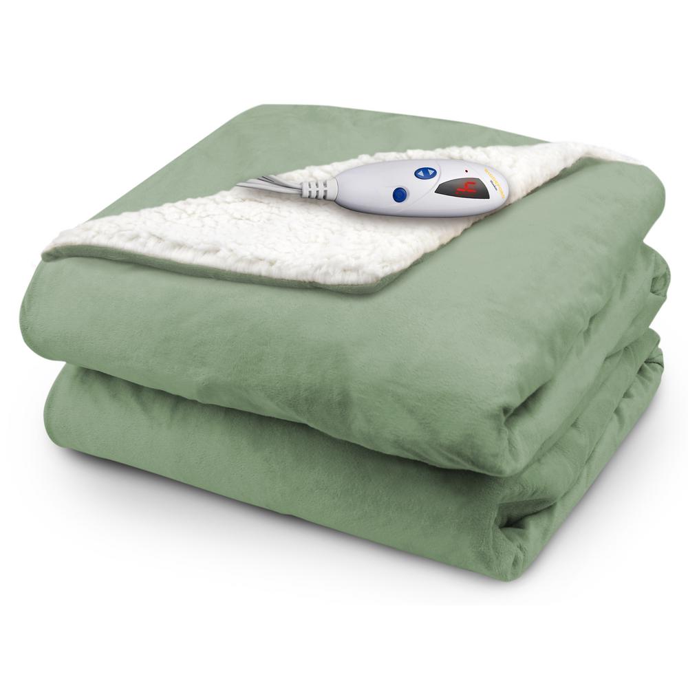 Biddeford Blankets 4480 Series 1Size Sage Mink with Natural Sherpa