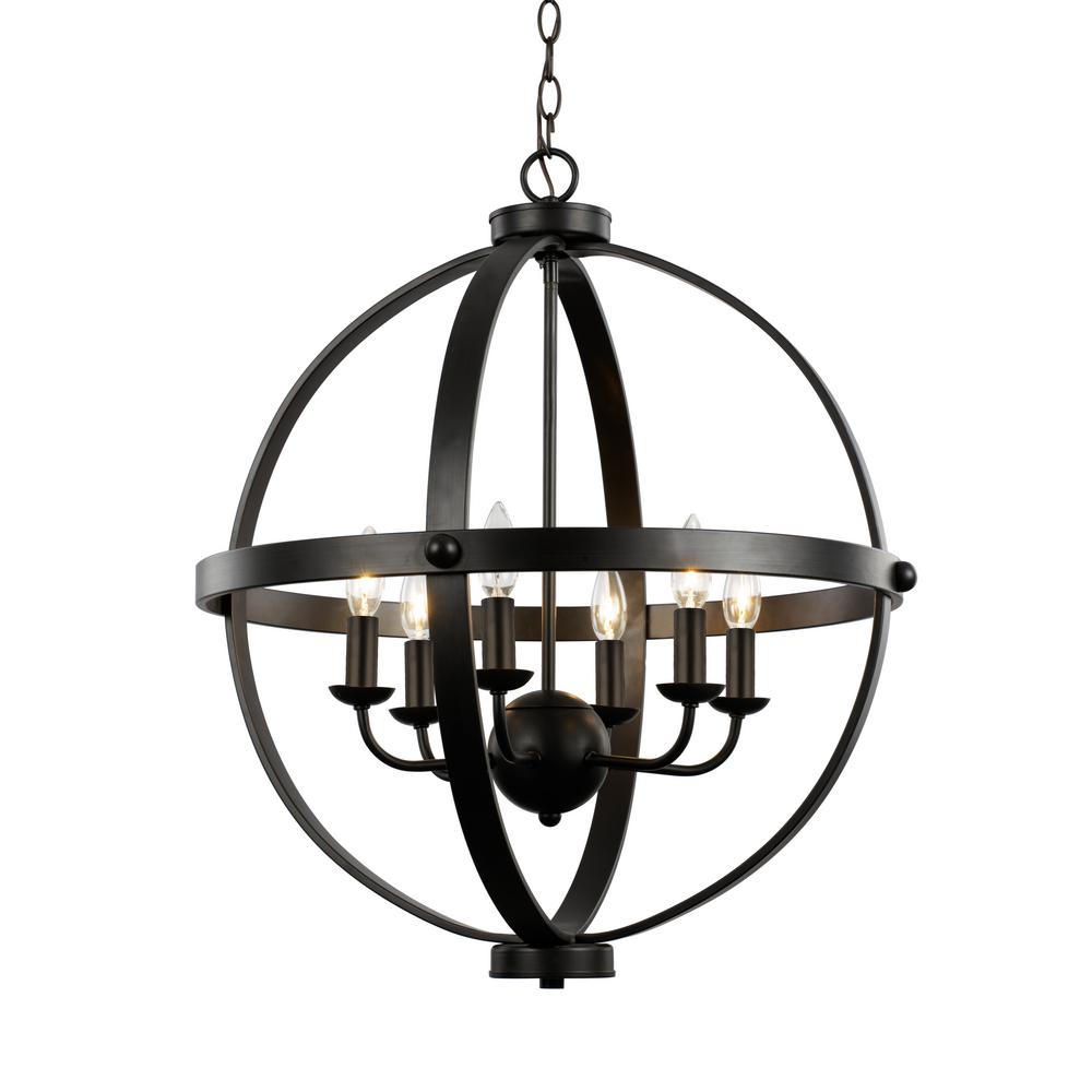Bel Air Lighting 6Light Rustic Axel Rubbed Oil Bronze Chandelier70596