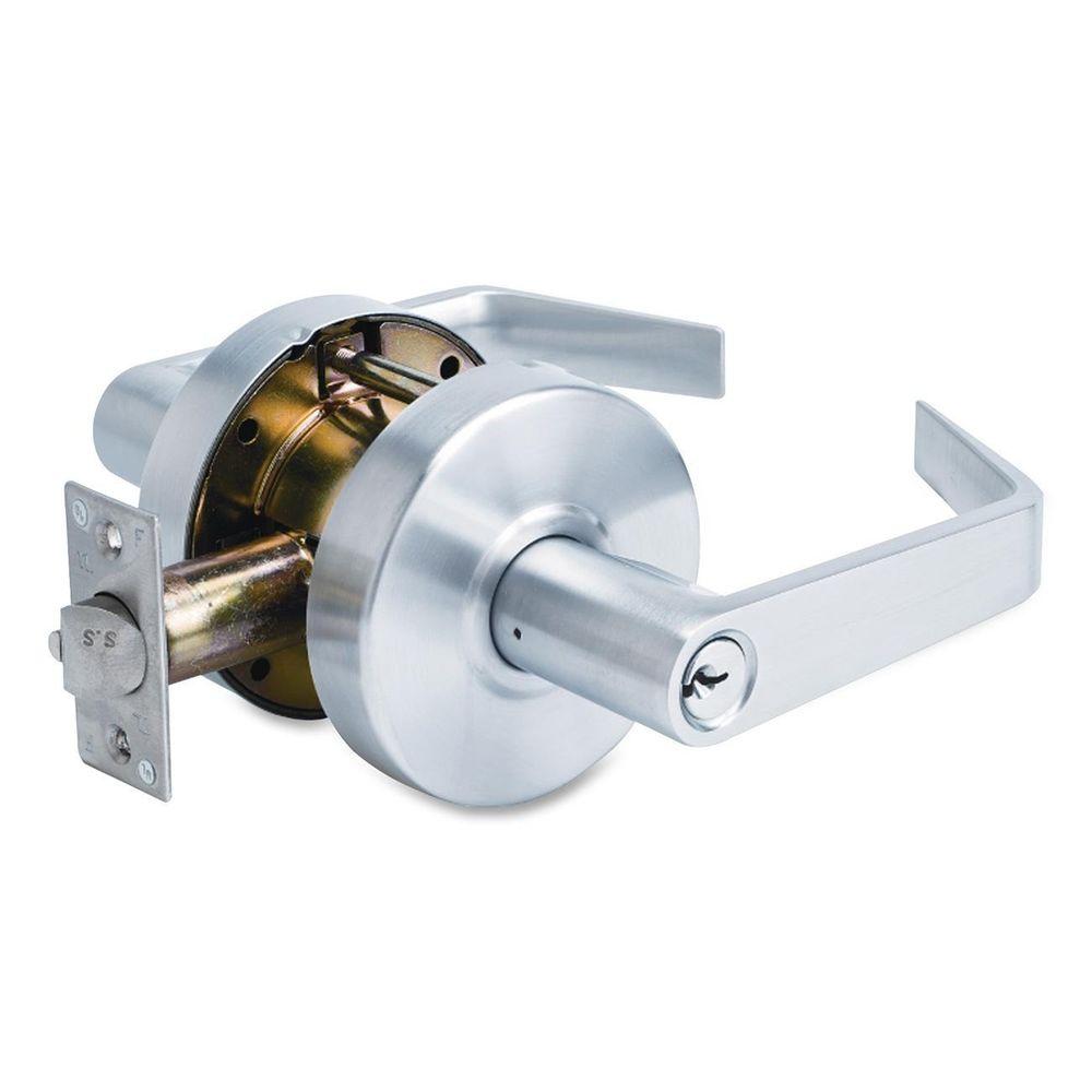 US26D Bathroom Brushed Chrome Commercial Cylindrical Lever Heavy Duty Non-Handed Grade 2 Door Handle Lawrence LH5322L Privacy
