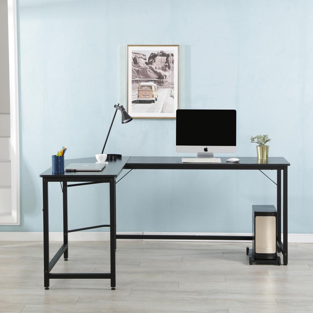 Harper Bright Designs Black Modern Design L Shaped Desk Corner