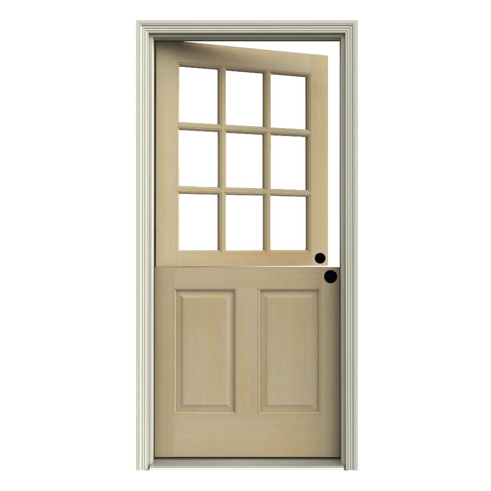Jeld Wen 30 In X 80 In 9 Lite Unfinished Wood Prehung Left Hand Inswing Dutch Back Door With Auralast Jamb And Brickmold O10564 The Home Depot