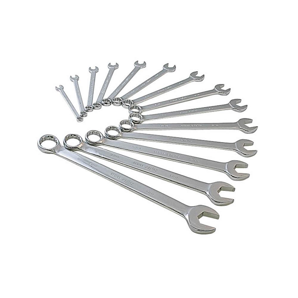 Sunex VGroove Fractional Full Polish Combination Wrench Set (14Piece