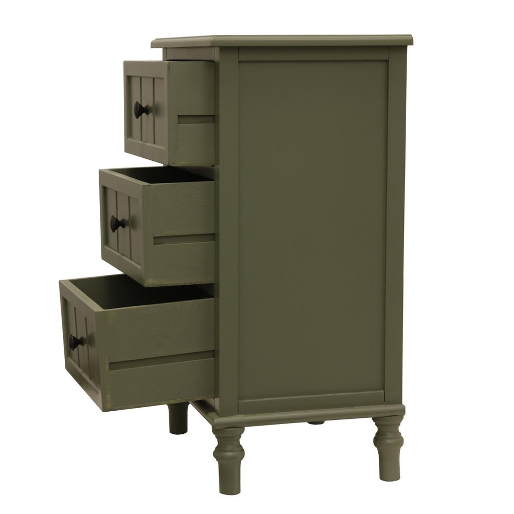 Decor Therapy Antique Olive Branch Green 3 Drawer Chest Fr8657