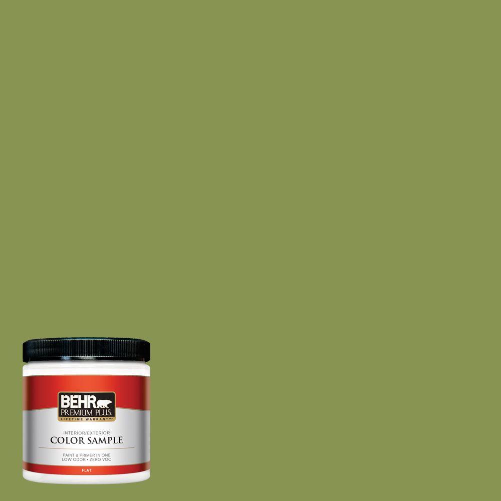 Behr Premium Plus 8 Oz M360 6 Bold Avocado Flat Interior Exterior Paint And Primer In One Sample