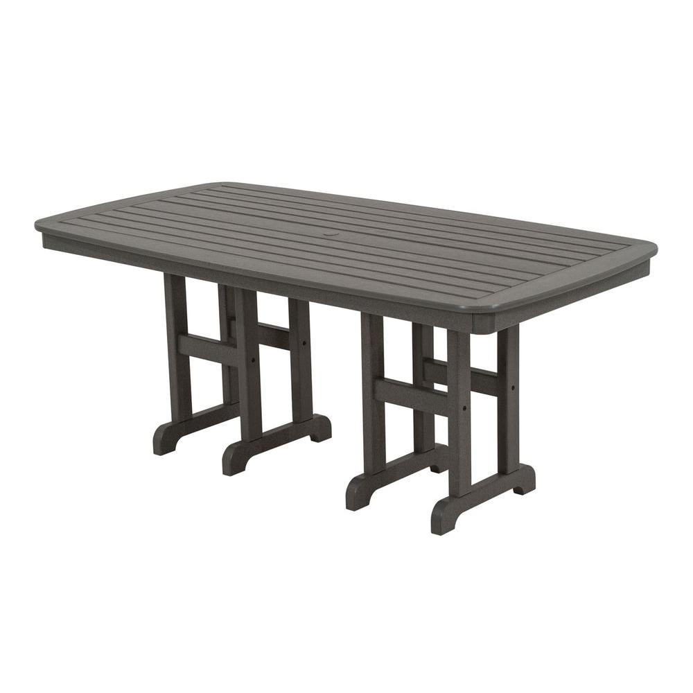 Polywood Nautical 37 In X 72 In Slate Grey Plastic Outdoor Patio Dining Table Nct3772gy The Home Depot