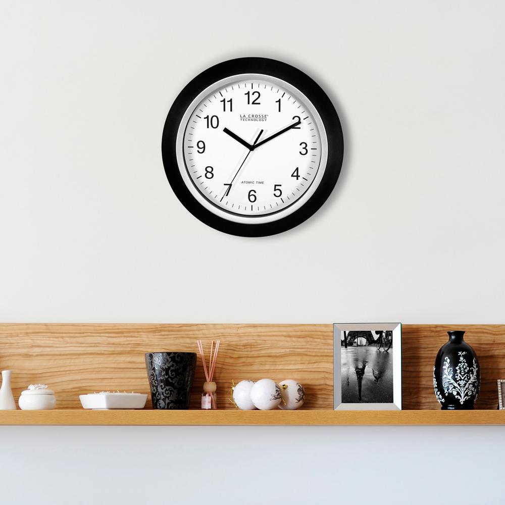 La Crosse Technology 10 in. H Round Atomic Analog Wall Clock in BlackWT3102BINT The Home Depot