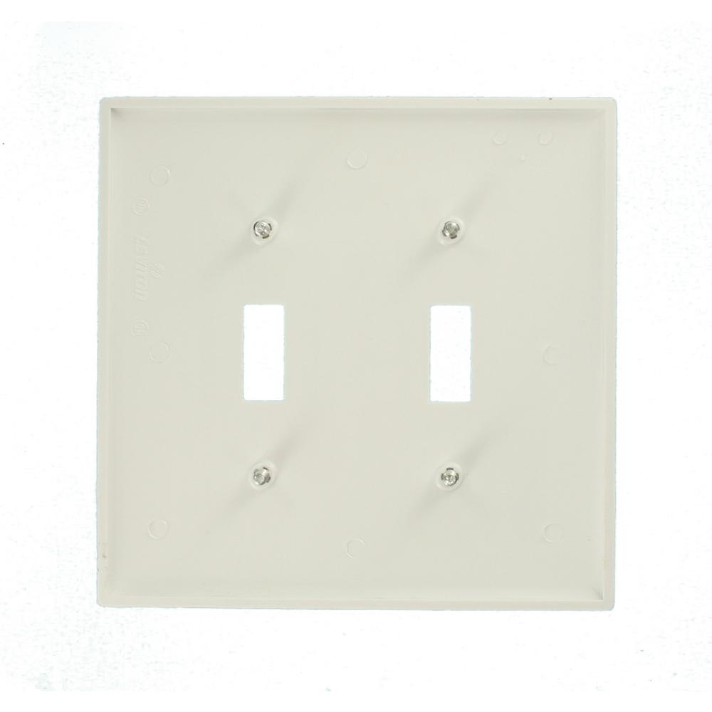 Leviton White 2 Gang Toggle Wall Plate 1 Pack R52 00pj2 00w The Home Depot