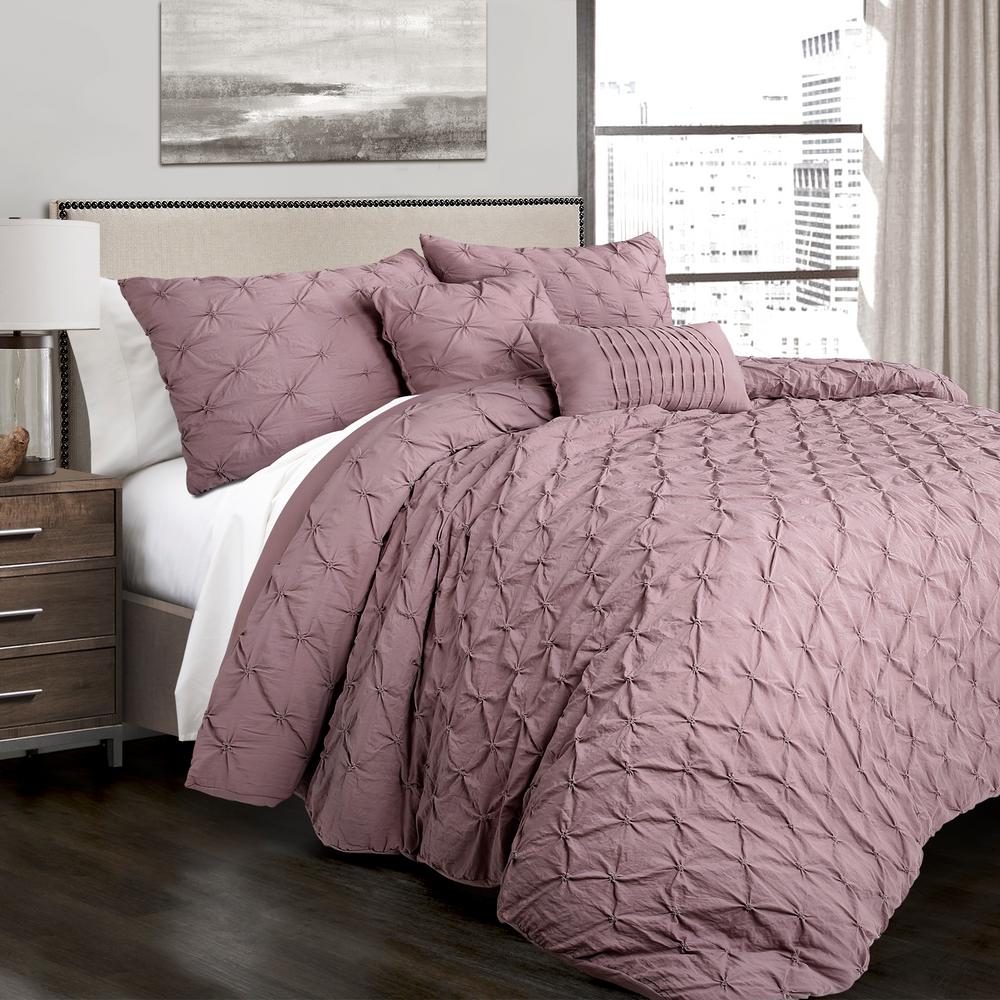 Lush Decor Ravello Pintuck Comforter Woodrose 5-Piece Full/Queen Set