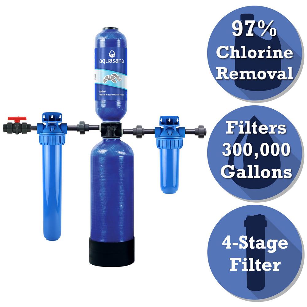 Aquasana Rhino Series 4 Stage 300000 Gal Whole House Water Filtration System With 20 In Pre