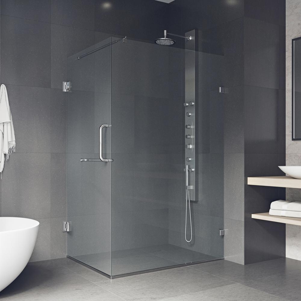 Vigo Pacifica 46 In X 73 375 Frameless Corner Hinged Shower Vigo Pacifica 46 In X 73 375 Frameless Corner Hinged Shower Enclosure Chrome