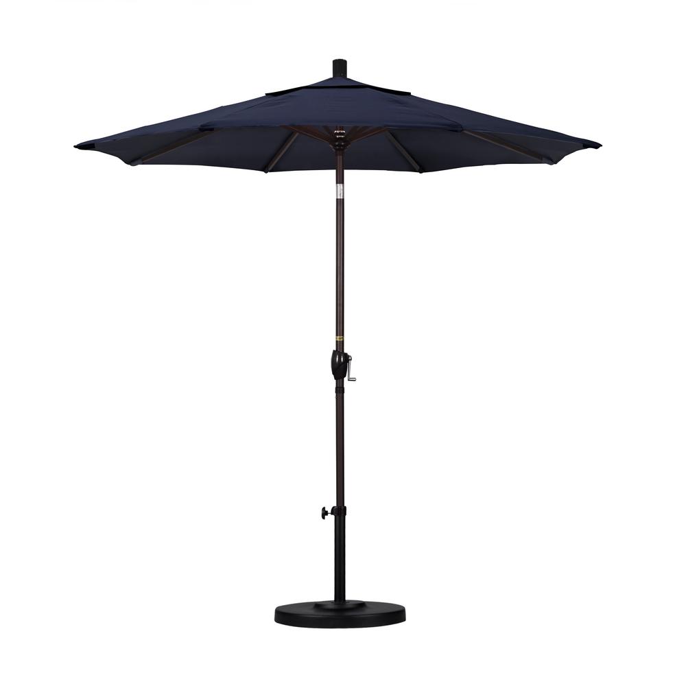 7 5 Ft Patio Umbrellas Furniture The Home Depot Bronze Aluminum Pole Market Ribs Push Tilt Crank Lift Patio Umbrella In