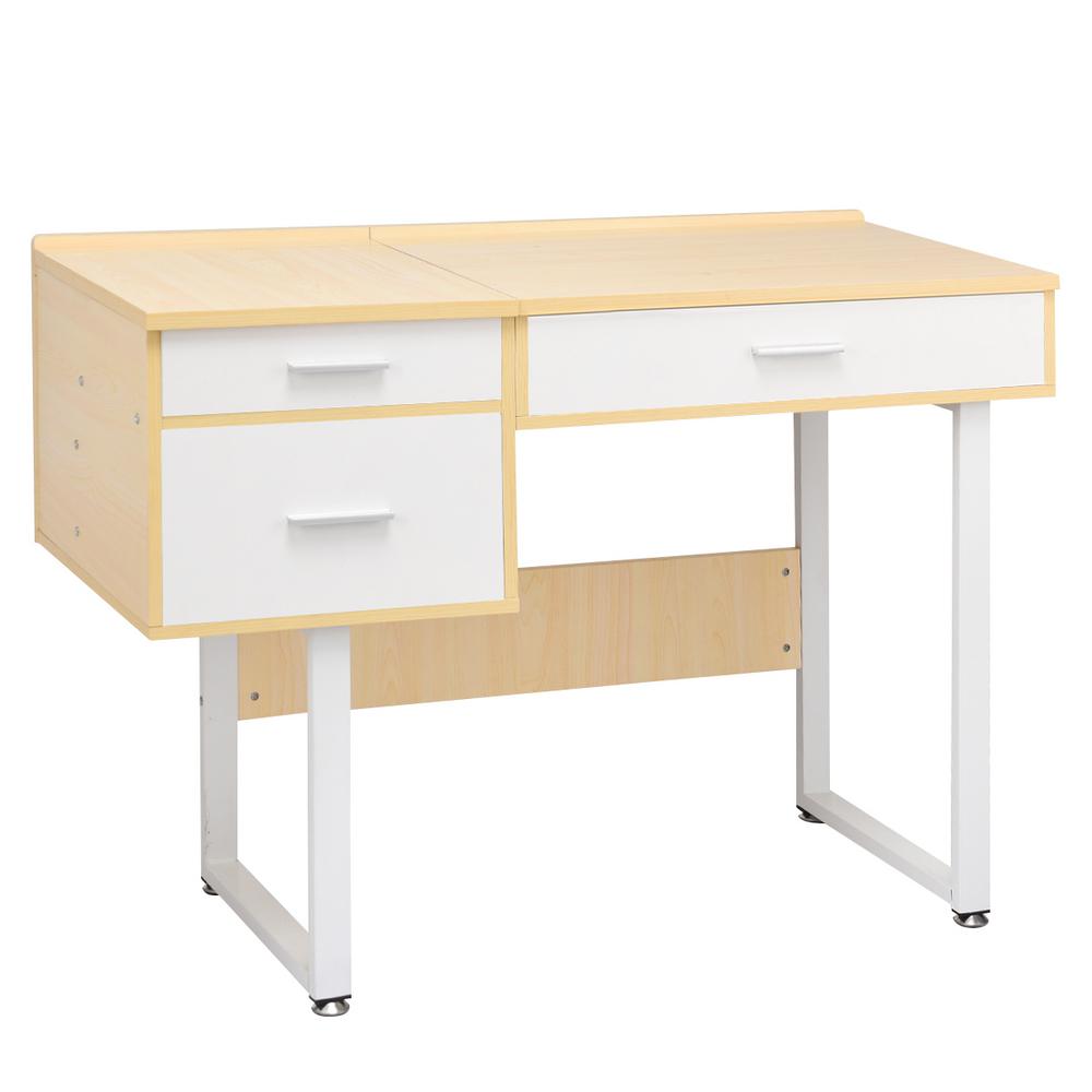 Costway White Vanity Table With Flip Top Square Mirror Makeup