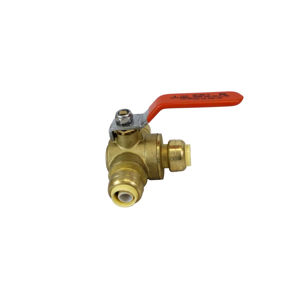 CMI inc 1/2 in. x 1/2 in. x 1/2 in. 3-Way Ball Valve with Push ...