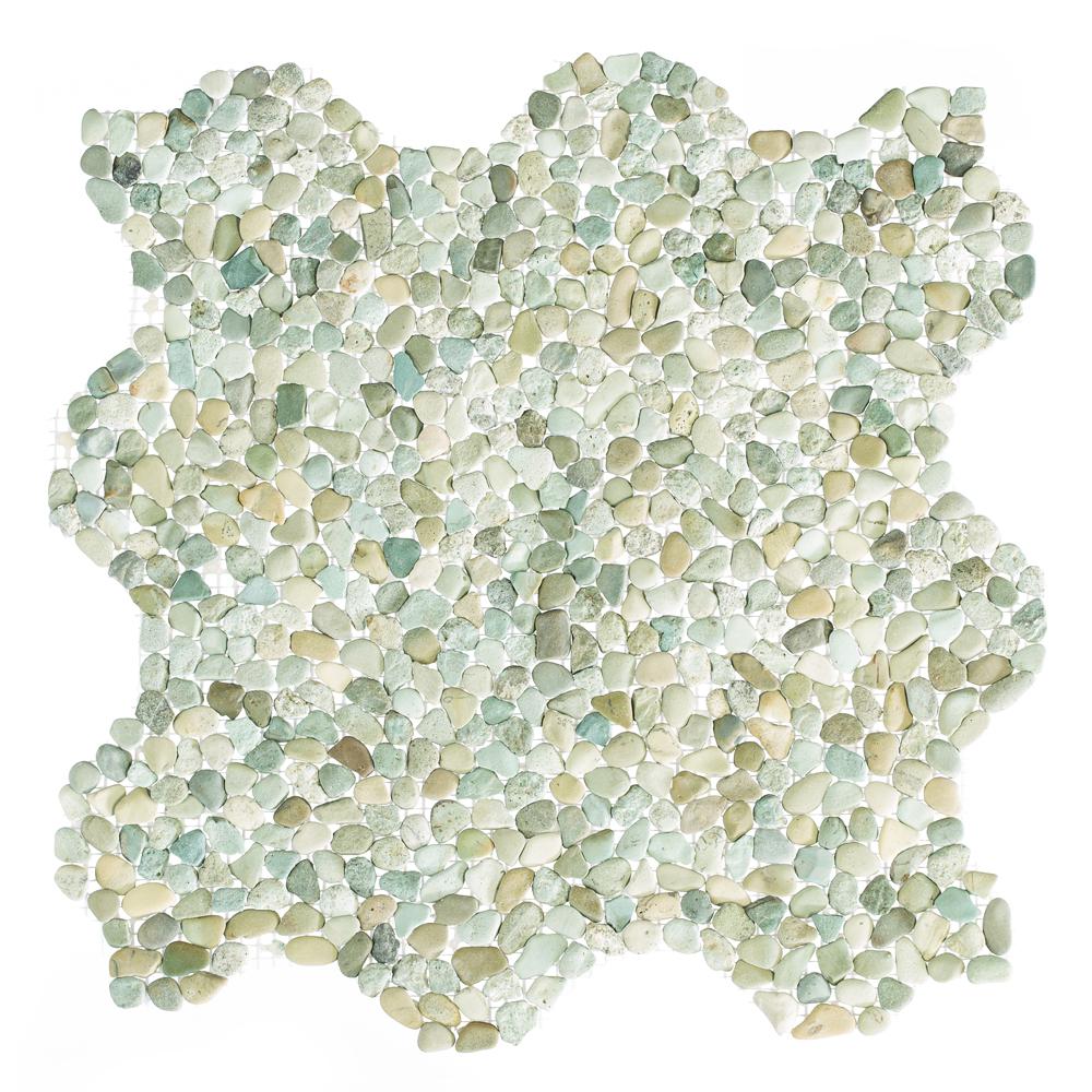 Jeffrey Court Pond Pebble River 11.75 in. x 11.75 in. x 6 mm Pebble Mosaic Tile99249 The Home