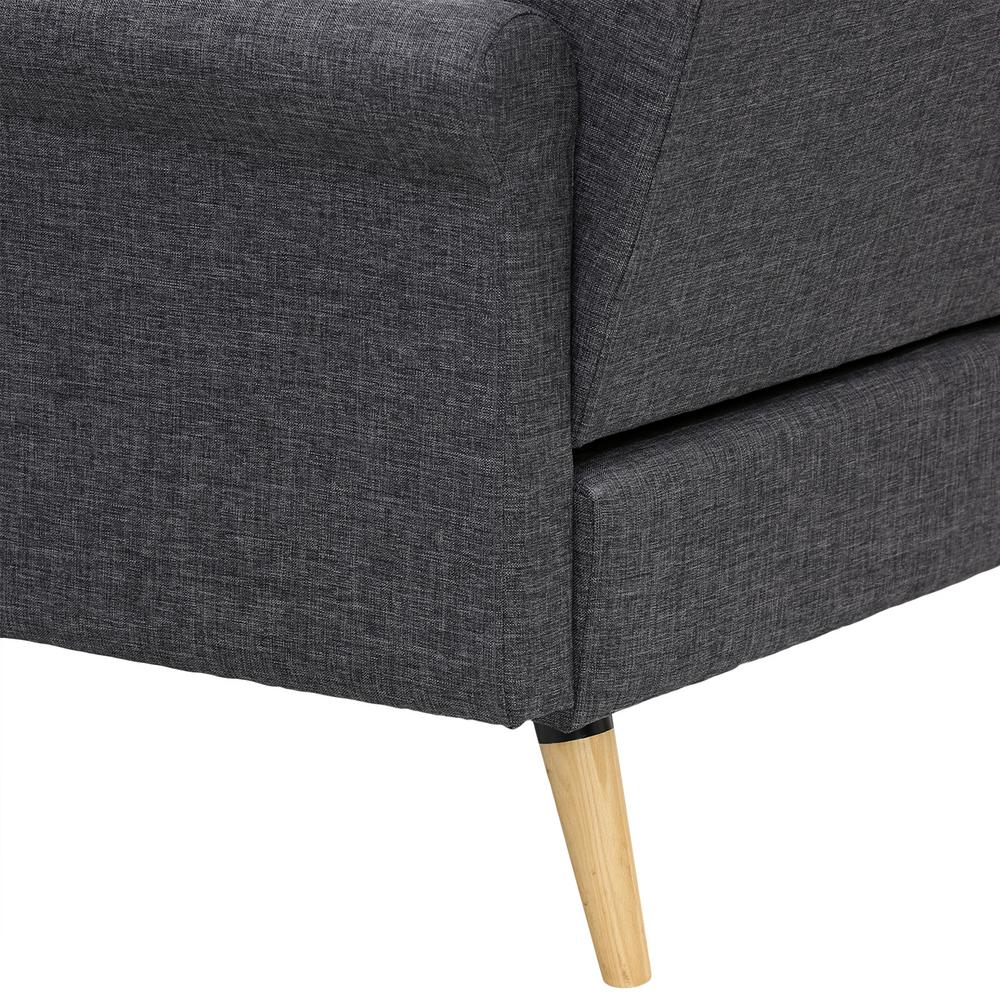 Furinno Retro Vintage 56 3 In Dark Grey Linen 2 Seater Loveseat With Tapered Wood Legs Sf809n3dgy The Home Depot