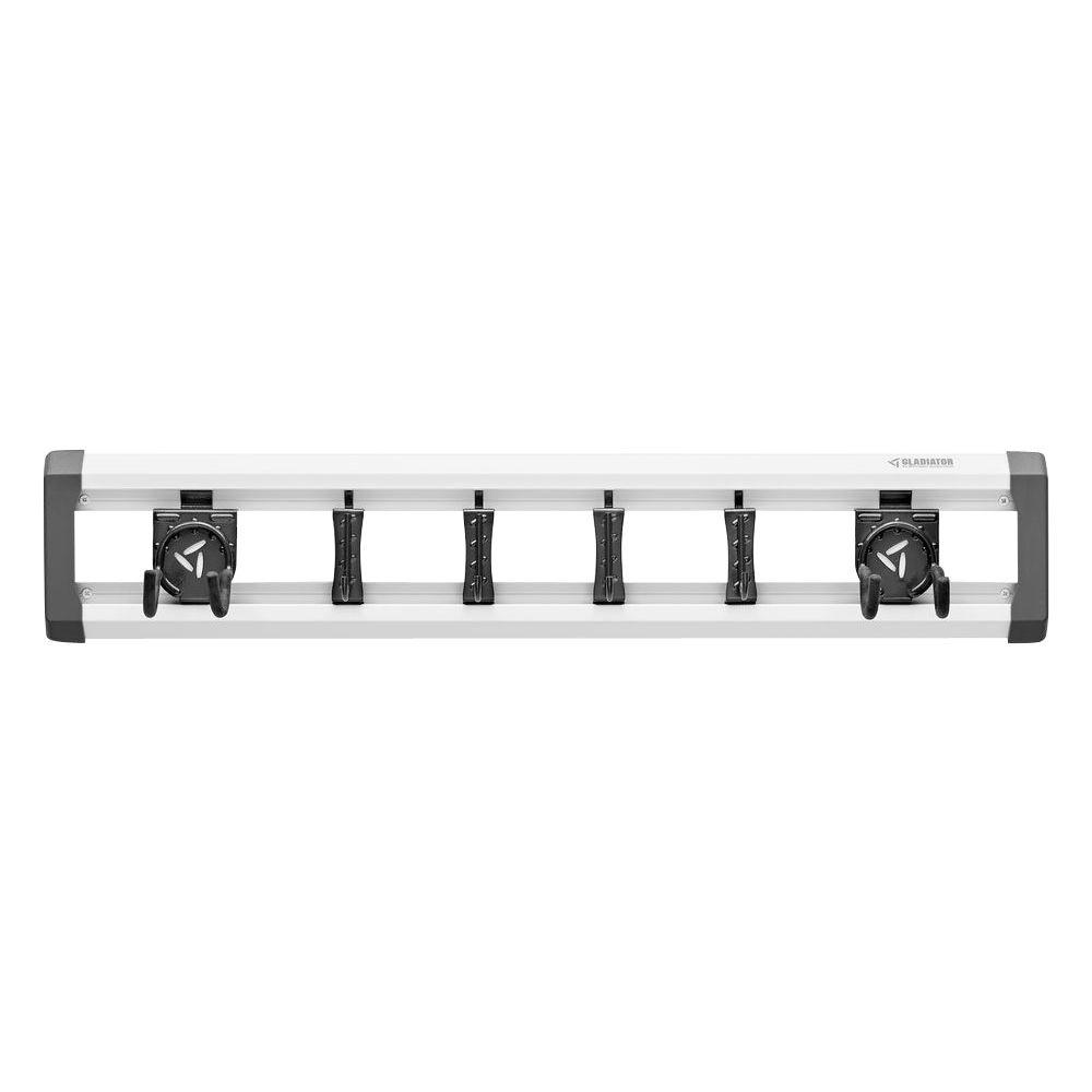 Wall Mounted Hooks Garage Storage Organization The 32 In L Geartrack Garage Wall Storage Kit With 6 Hooks