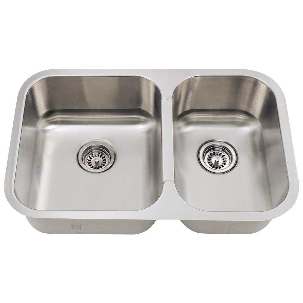 Polaris Sinks Undermount Stainless Steel 28 In Double Bowl Kitchen Sink